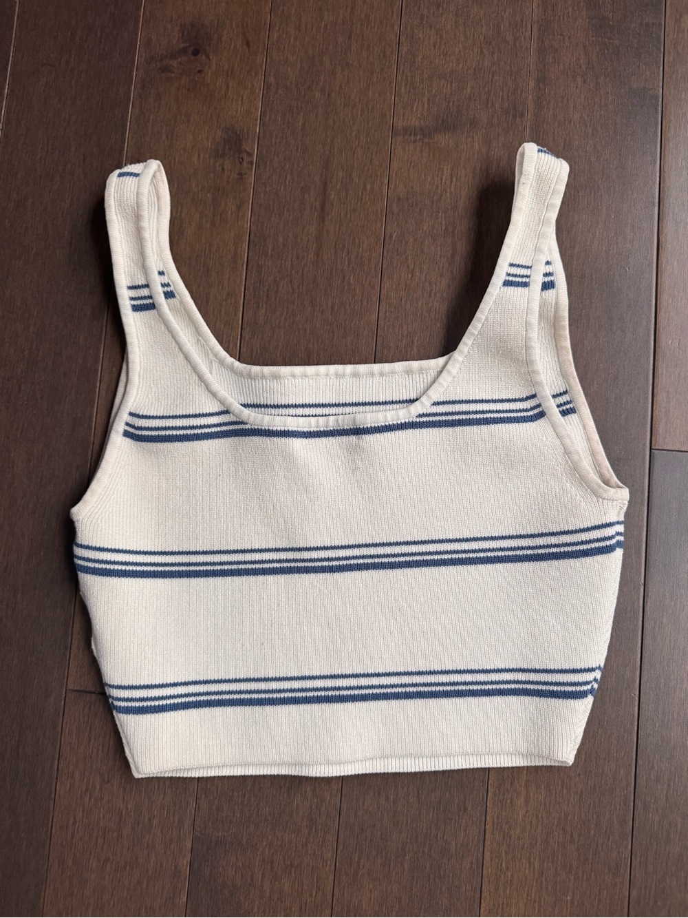Babaton Cream Cropped Tank with Navy Stripes - Picture 2 of 3
